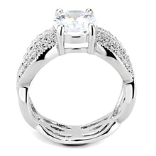Load image into Gallery viewer, 3W1517 - Rhodium Brass Ring with AAA Grade CZ  in Clear