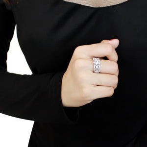 3W1517 - Rhodium Brass Ring with AAA Grade CZ  in Clear