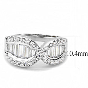 3W1518 - Rhodium Brass Ring with AAA Grade CZ  in Clear