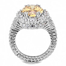 Load image into Gallery viewer, 3W1523 - Rhodium Brass Ring with AAA Grade CZ  in Champagne