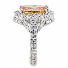 Load image into Gallery viewer, 3W1523 - Rhodium Brass Ring with AAA Grade CZ  in Champagne