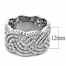 Load image into Gallery viewer, 3W1524 - Rhodium Brass Ring with AAA Grade CZ  in Clear