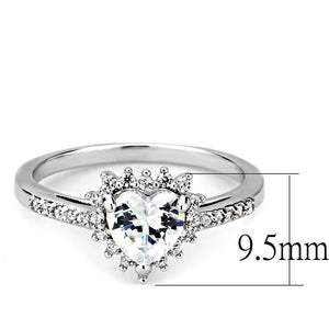 3W1526 - Rhodium Brass Ring with AAA Grade CZ  in Clear