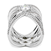 Load image into Gallery viewer, 3W1528 - Rhodium Brass Ring with AAA Grade CZ  in Clear