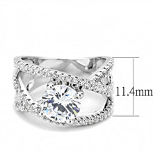 Load image into Gallery viewer, 3W1529 - Rhodium Brass Ring with AAA Grade CZ  in Clear
