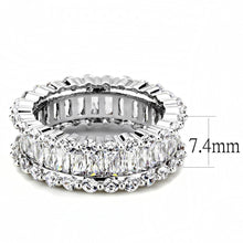 Load image into Gallery viewer, 3W1531 - Rhodium Brass Ring with AAA Grade CZ  in Clear