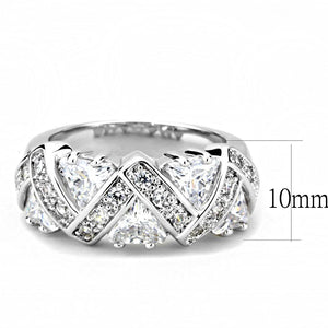 3W1533 - Rhodium Brass Ring with AAA Grade CZ  in Clear