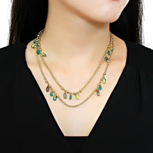 Load image into Gallery viewer, 3W1537 - Gold Brass Necklace with Synthetic Jade in Emerald