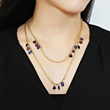 Load image into Gallery viewer, 3W1538 - Gold Brass Necklace with Semi-Precious Amethyst Crystal in Amethyst