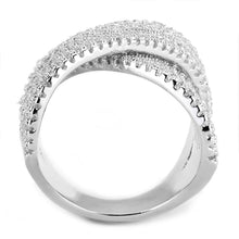 Load image into Gallery viewer, 3W1539 - Rhodium Brass Ring with AAA Grade CZ  in Clear