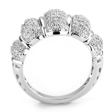 Load image into Gallery viewer, 3W1540 - Rhodium Brass Ring with AAA Grade CZ  in Clear