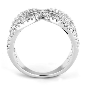3W1541 - Rhodium Brass Ring with AAA Grade CZ  in Clear