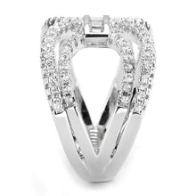 Load image into Gallery viewer, 3W1541 - Rhodium Brass Ring with AAA Grade CZ  in Clear