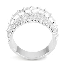 Load image into Gallery viewer, 3W1545 - Rhodium Brass Ring with AAA Grade CZ  in Clear
