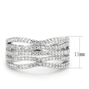 3W1546 - Rhodium Brass Ring with AAA Grade CZ  in Clear