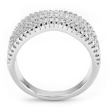 Load image into Gallery viewer, 3W1546 - Rhodium Brass Ring with AAA Grade CZ  in Clear