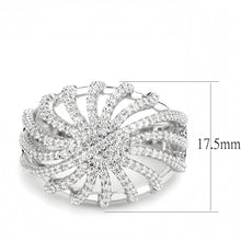 Load image into Gallery viewer, 3W1547 - Rhodium Brass Ring with AAA Grade CZ  in Clear