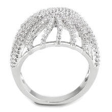Load image into Gallery viewer, 3W1547 - Rhodium Brass Ring with AAA Grade CZ  in Clear