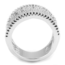 Load image into Gallery viewer, 3W1548 - Rhodium Brass Ring with AAA Grade CZ  in Clear