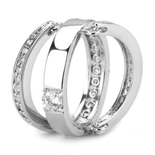 Load image into Gallery viewer, 3W1549 - Rhodium Brass Ring with AAA Grade CZ  in Clear