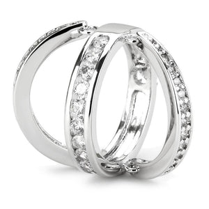 3W1549 - Rhodium Brass Ring with AAA Grade CZ  in Clear