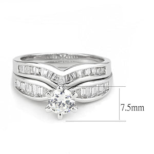 3W1552 - Rhodium Brass Ring with AAA Grade CZ  in Clear