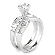 Load image into Gallery viewer, 3W1552 - Rhodium Brass Ring with AAA Grade CZ  in Clear