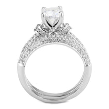 Load image into Gallery viewer, 3W1555 - Rhodium Brass Ring with AAA Grade CZ  in Clear