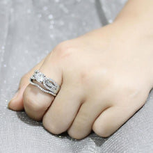 Load image into Gallery viewer, 3W1556 - Rhodium Brass Ring with AAA Grade CZ  in Clear