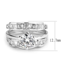 Load image into Gallery viewer, 3W1557 - Rhodium Brass Ring with AAA Grade CZ  in Clear