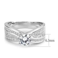Load image into Gallery viewer, 3W1559 - Rhodium Brass Ring with AAA Grade CZ  in Clear