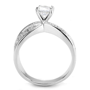 3W1559 - Rhodium Brass Ring with AAA Grade CZ  in Clear