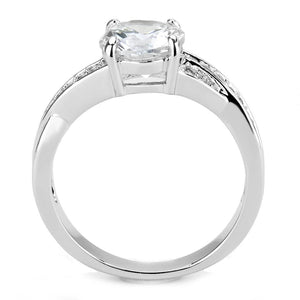 3W1560 - Rhodium Brass Ring with AAA Grade CZ  in Clear