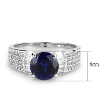 Load image into Gallery viewer, 3W1562 - Rhodium Brass Ring with Synthetic Spinel in London Blue