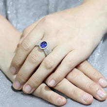 Load image into Gallery viewer, 3W1563 - Rhodium Brass Ring with Synthetic Spinel in London Blue