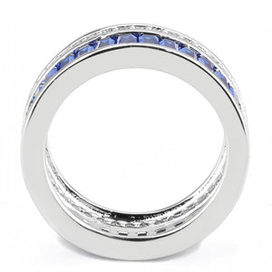 3W1568 - Rhodium Brass Ring with Synthetic Spinel in London Blue