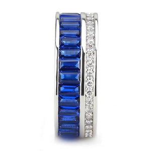3W1568 - Rhodium Brass Ring with Synthetic Spinel in London Blue