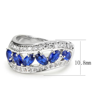 3W1569 - Rhodium Brass Ring with Synthetic Spinel in London Blue