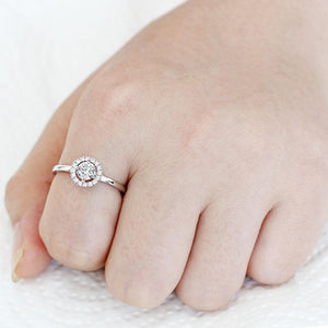 3W1570 - Rhodium Brass Ring with AAA Grade CZ  in Clear