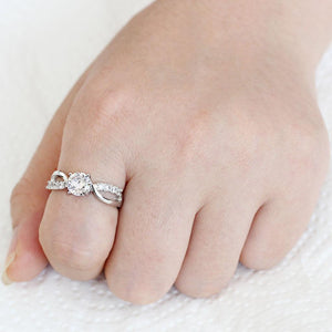 3W1574 - Rhodium Brass Ring with AAA Grade CZ  in Clear