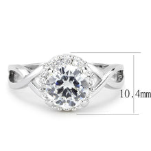 Load image into Gallery viewer, 3W1575 - Rhodium Brass Ring with AAA Grade CZ  in Clear