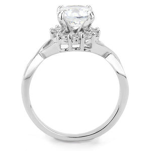 3W1575 - Rhodium Brass Ring with AAA Grade CZ  in Clear