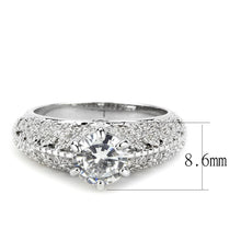Load image into Gallery viewer, 3W1576 - Rhodium Brass Ring with AAA Grade CZ  in Clear