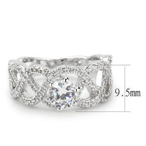 3W1577 - Rhodium Brass Ring with AAA Grade CZ  in Clear