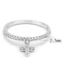 Load image into Gallery viewer, 3W1578 - Rhodium Brass Ring with AAA Grade CZ  in Clear