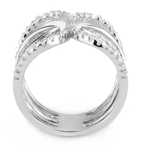 3W1580 - Rhodium Brass Ring with AAA Grade CZ  in Clear