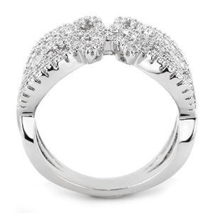3W1581 - Rhodium Brass Ring with AAA Grade CZ  in Clear