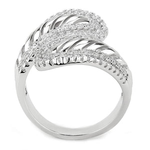 3W1582 - Rhodium Brass Ring with AAA Grade CZ  in Clear