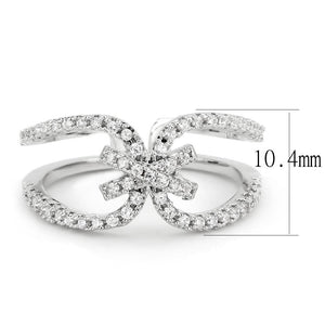 3W1583 - Rhodium Brass Ring with AAA Grade CZ  in Clear