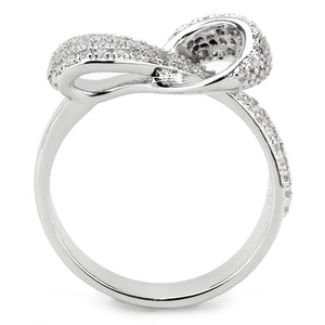 3W1585 - Rhodium Brass Ring with AAA Grade CZ  in Clear